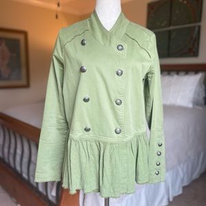 Crown and Ivey Green Peplum Military Style Jacket